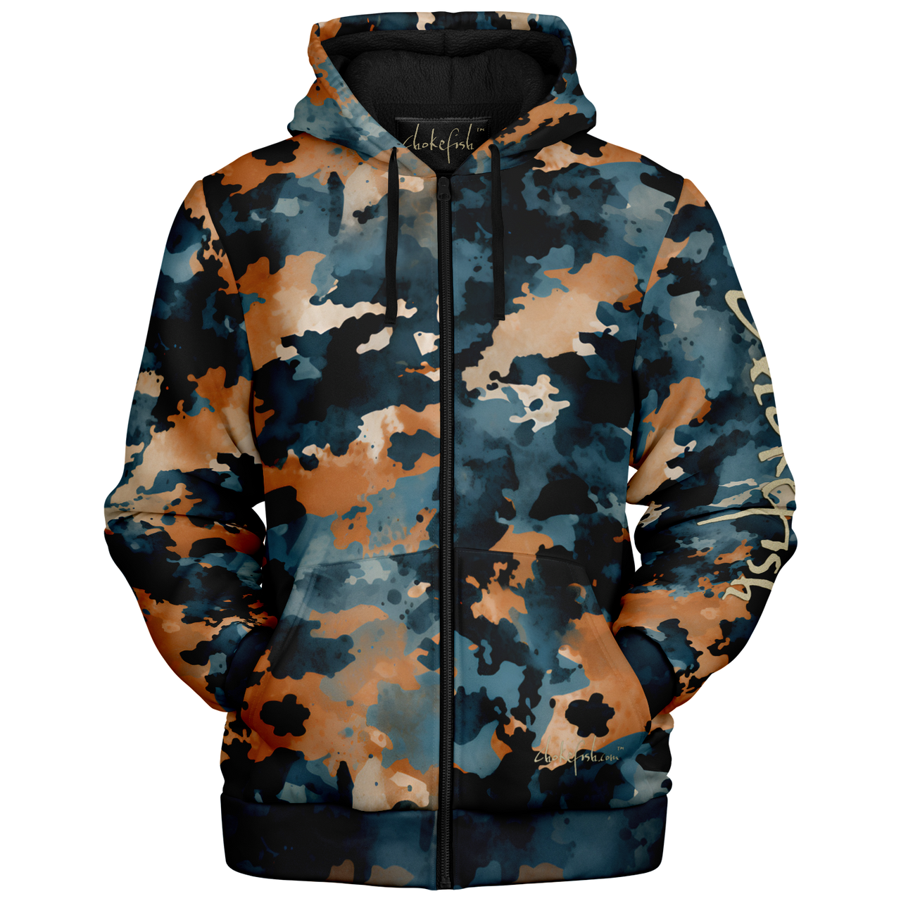 Chokefish™ Microfleece Zip-Up Hoodie Acid-Wash Colors-011B