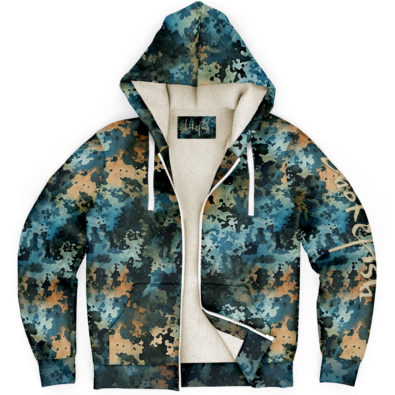 Chokefish™ Microfleece Zip-Up Hoodie Acid-Wash Colors-018