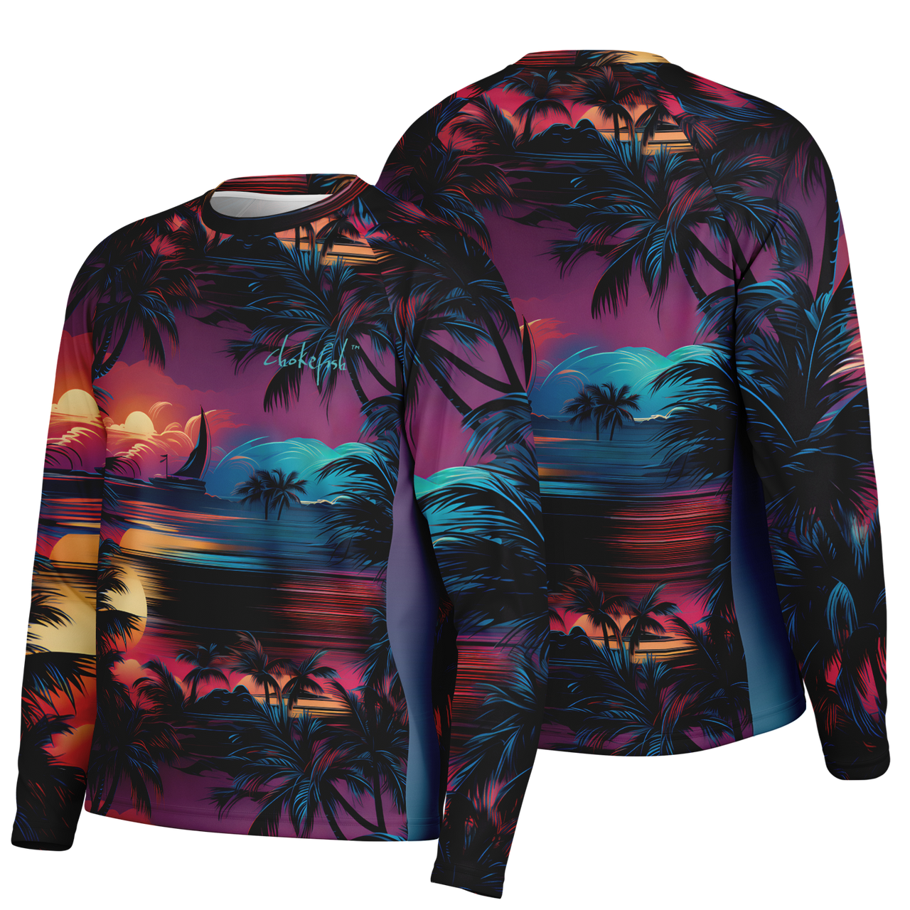 Chokefish™ Long Sleeve Every Day All Weather Trees&Boats Shirt Men's-010