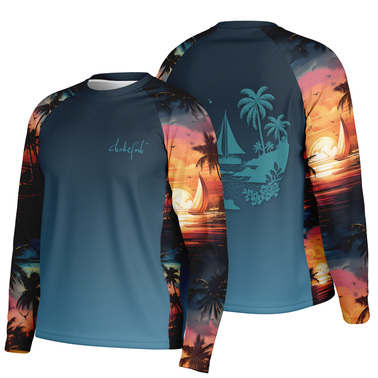 Chokefish™ Long Sleeve Every Day All Weather Trees&Boats Shirt Men's-011-Special-Edition