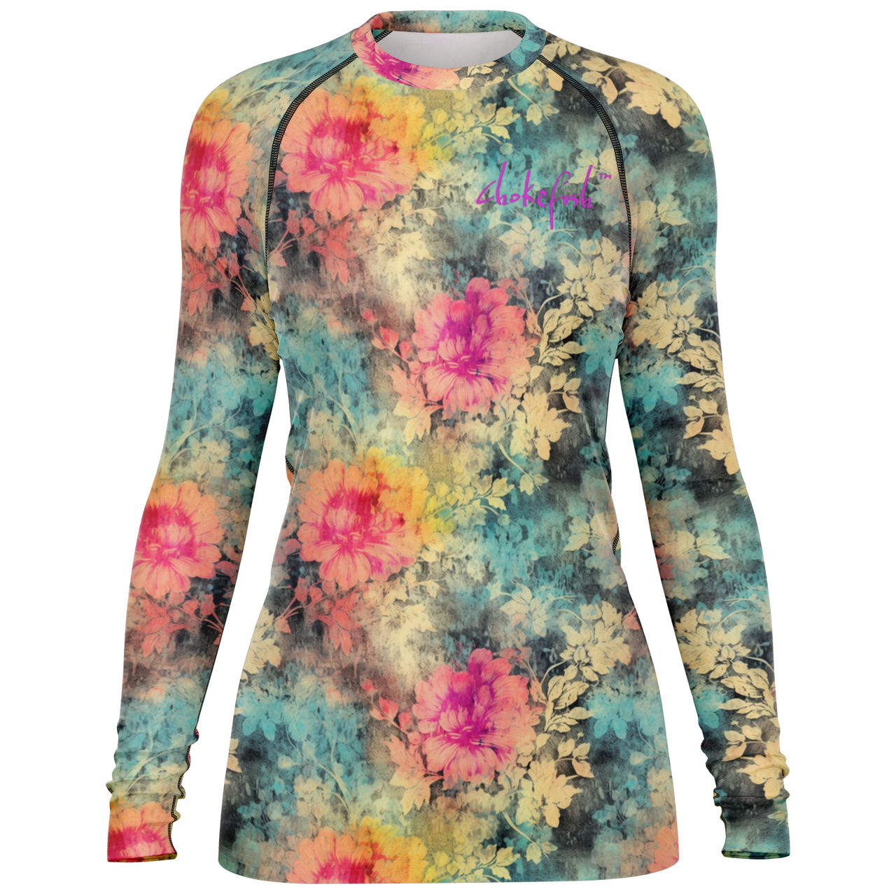Chokefish™ Long Sleeve Rashguard Acid-Wash Woman's Shirt-007