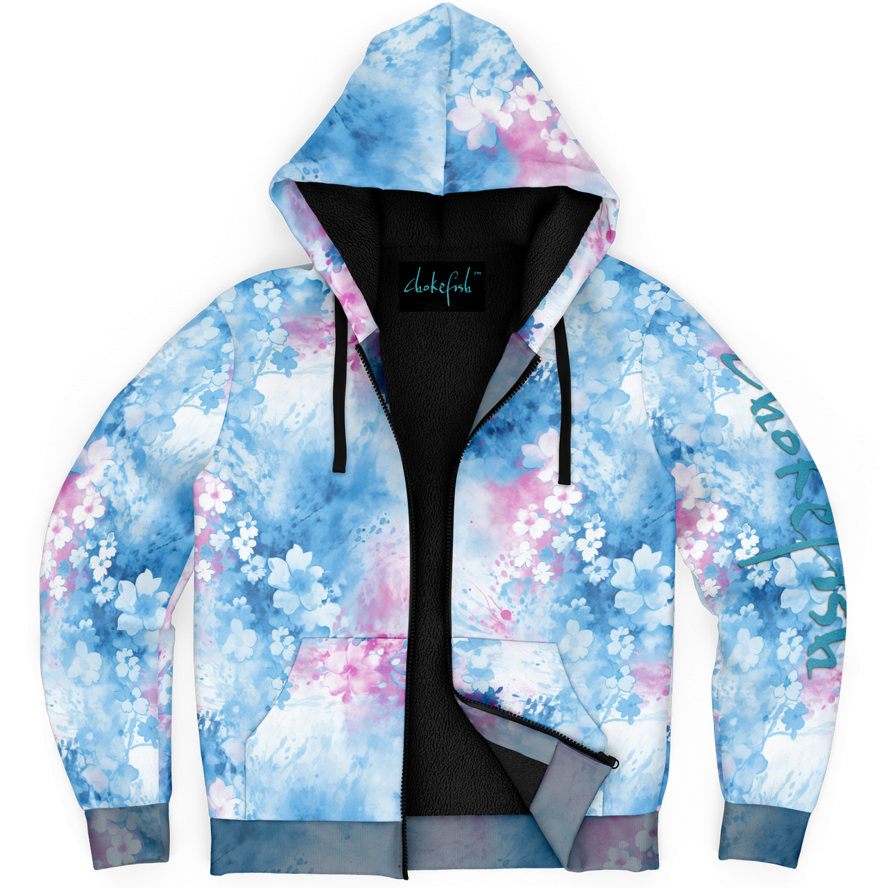 Chokefish™ Microfleece Zip-Up Hoodie Acid-Wash Colors-008B