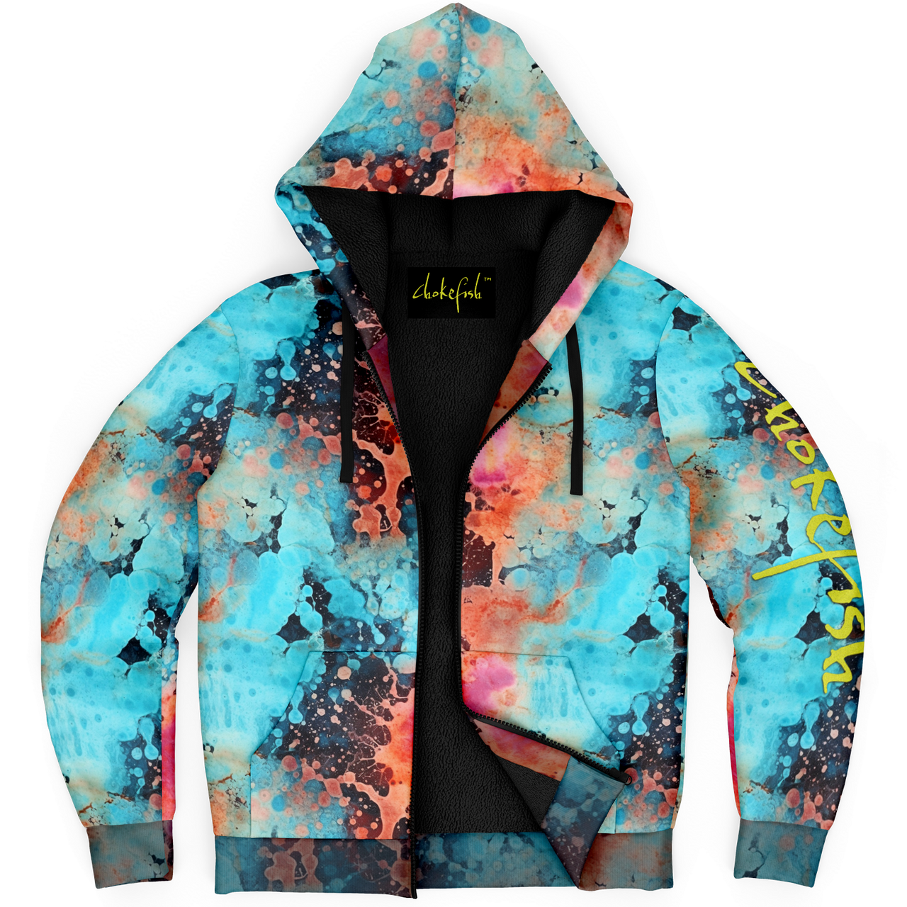Chokefish™ Microfleece Zip-Up Hoodie Acid-Wash Colors-007B