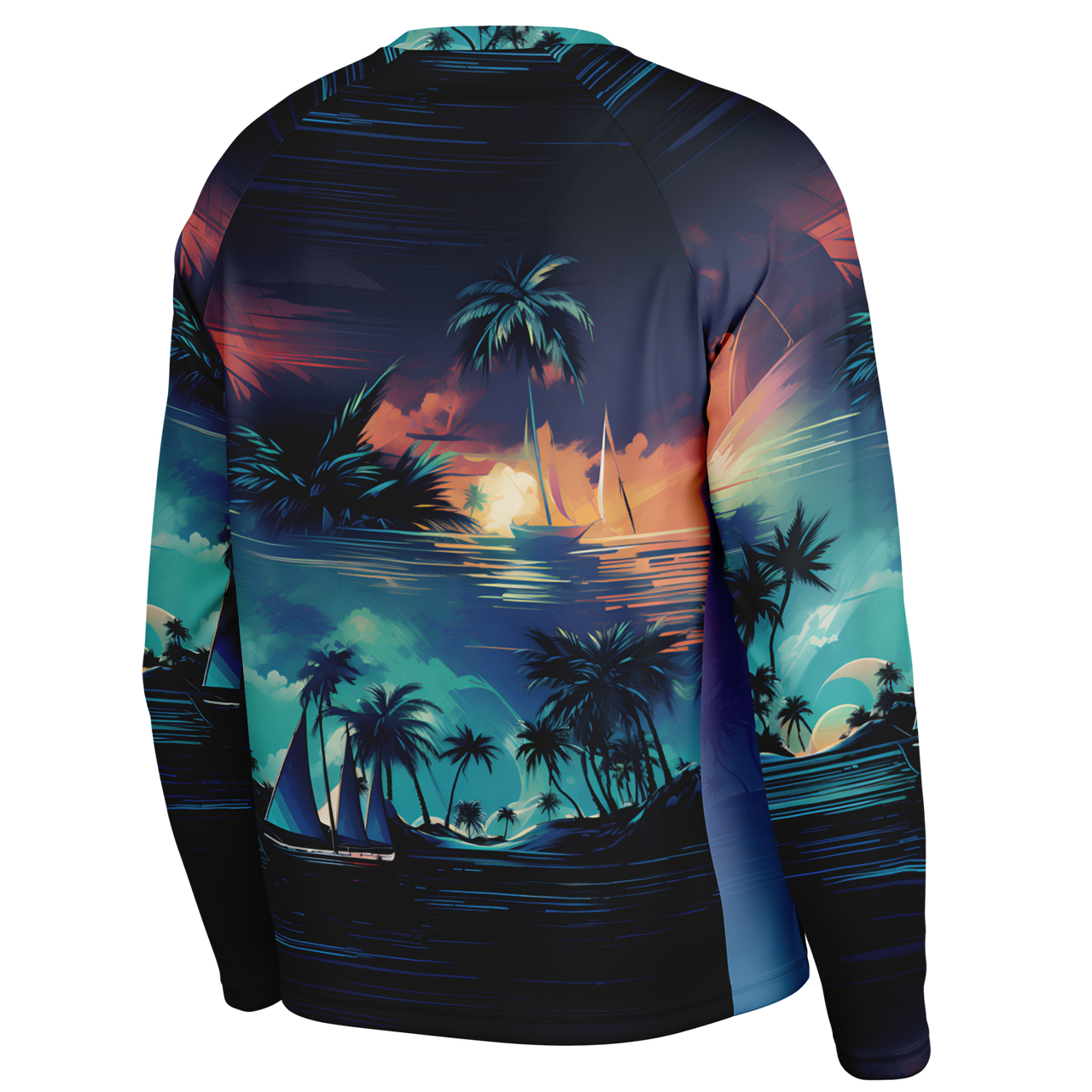 Chokefish™ Long Sleeve Every Day All Weather Trees&Boats Shirt Men's-009