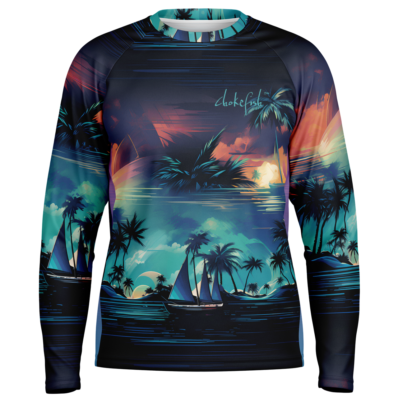 Chokefish™ Long Sleeve Every Day All Weather Trees&Boats Shirt Men's-009