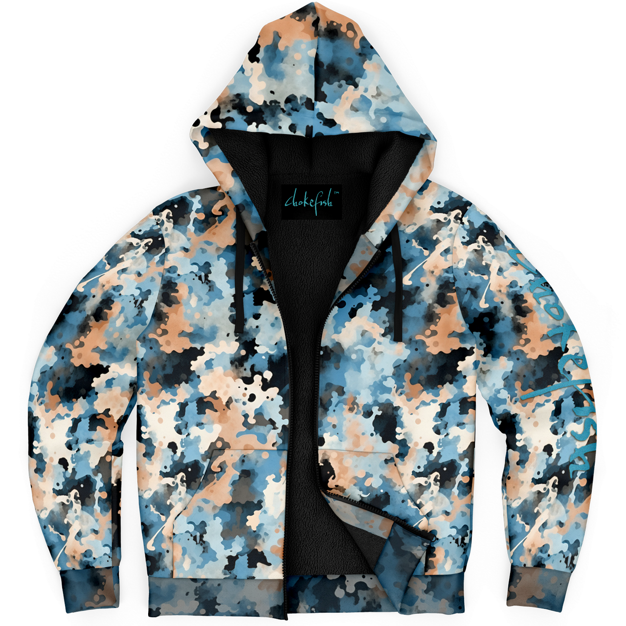 Chokefish™ Microfleece Zip-Up Hoodie Acid-Wash Colors-017B