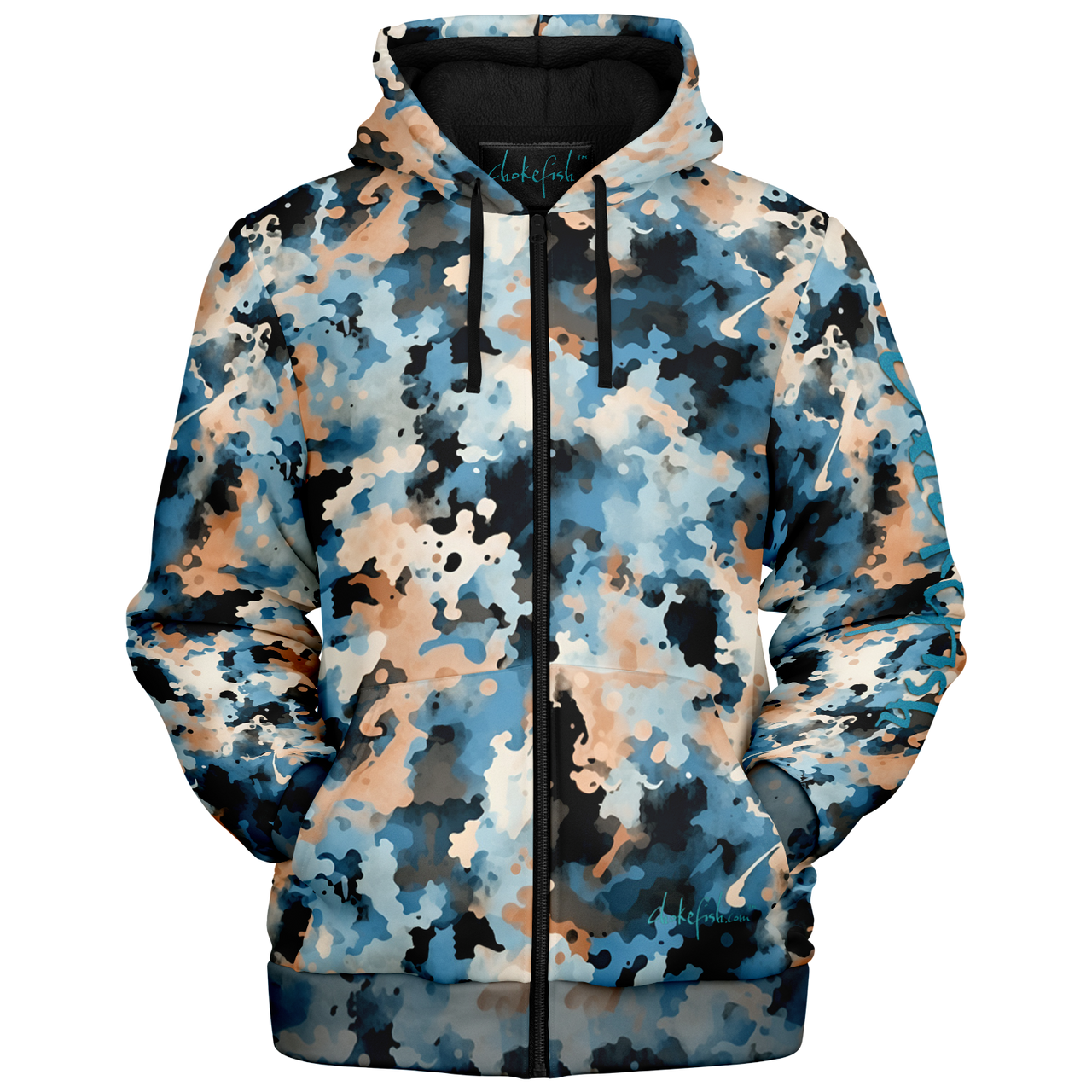 Chokefish™ Microfleece Zip-Up Hoodie Acid-Wash Colors-017B