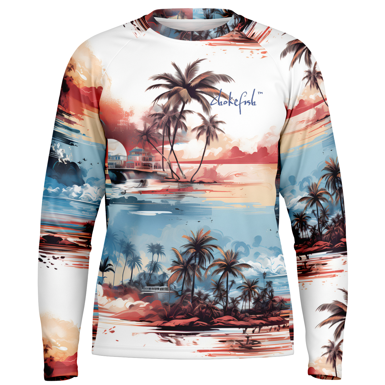 Chokefish™ Long Sleeve Every Day All Weather Trees&Boats Shirt Men's-001