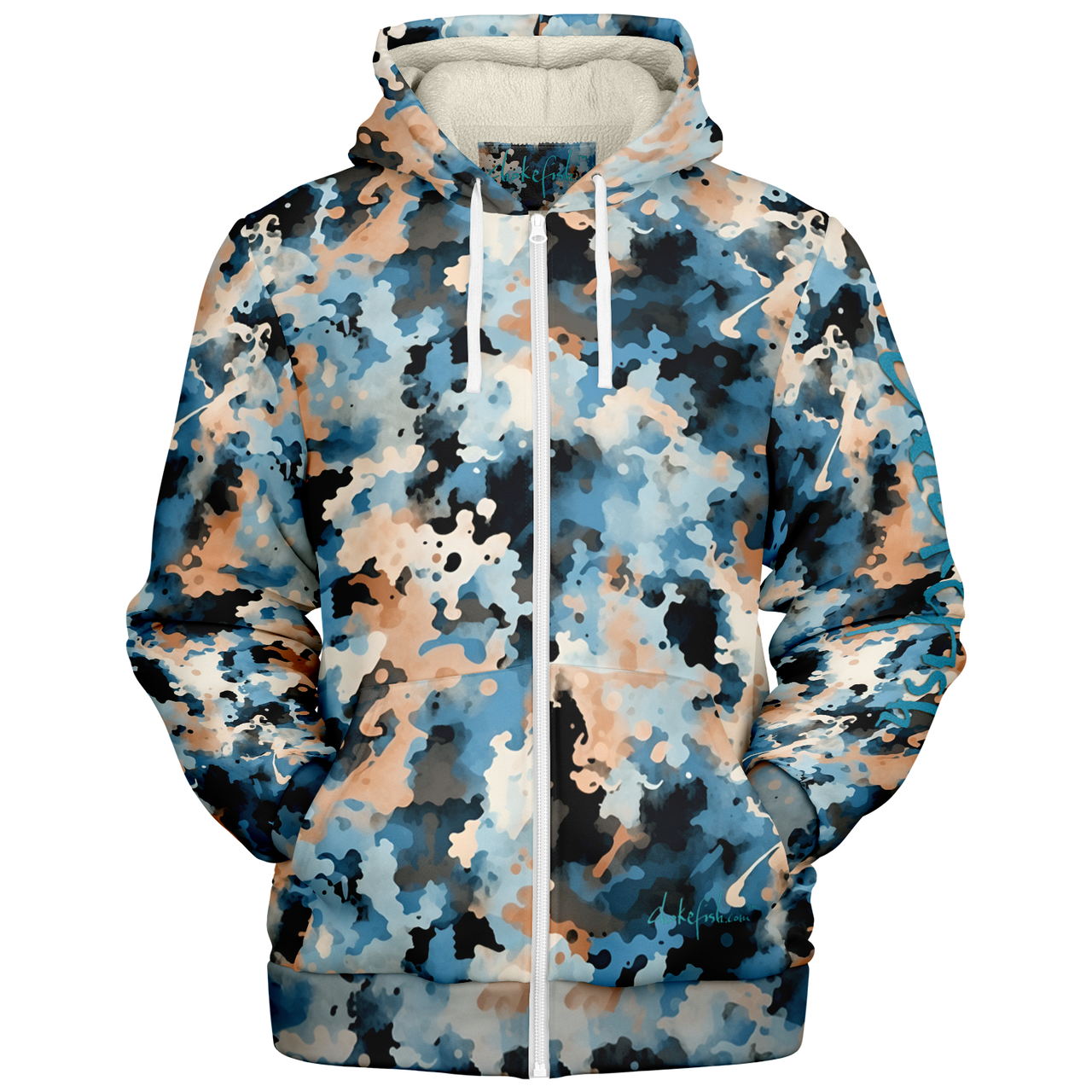 Chokefish™ Microfleece Zip-Up Hoodie Acid-Wash Colors-017