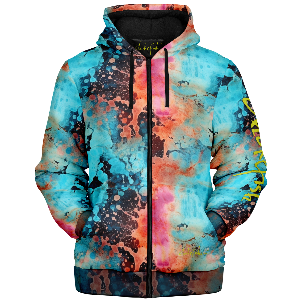 Chokefish™ Microfleece Zip-Up Hoodie Acid-Wash Colors-007B