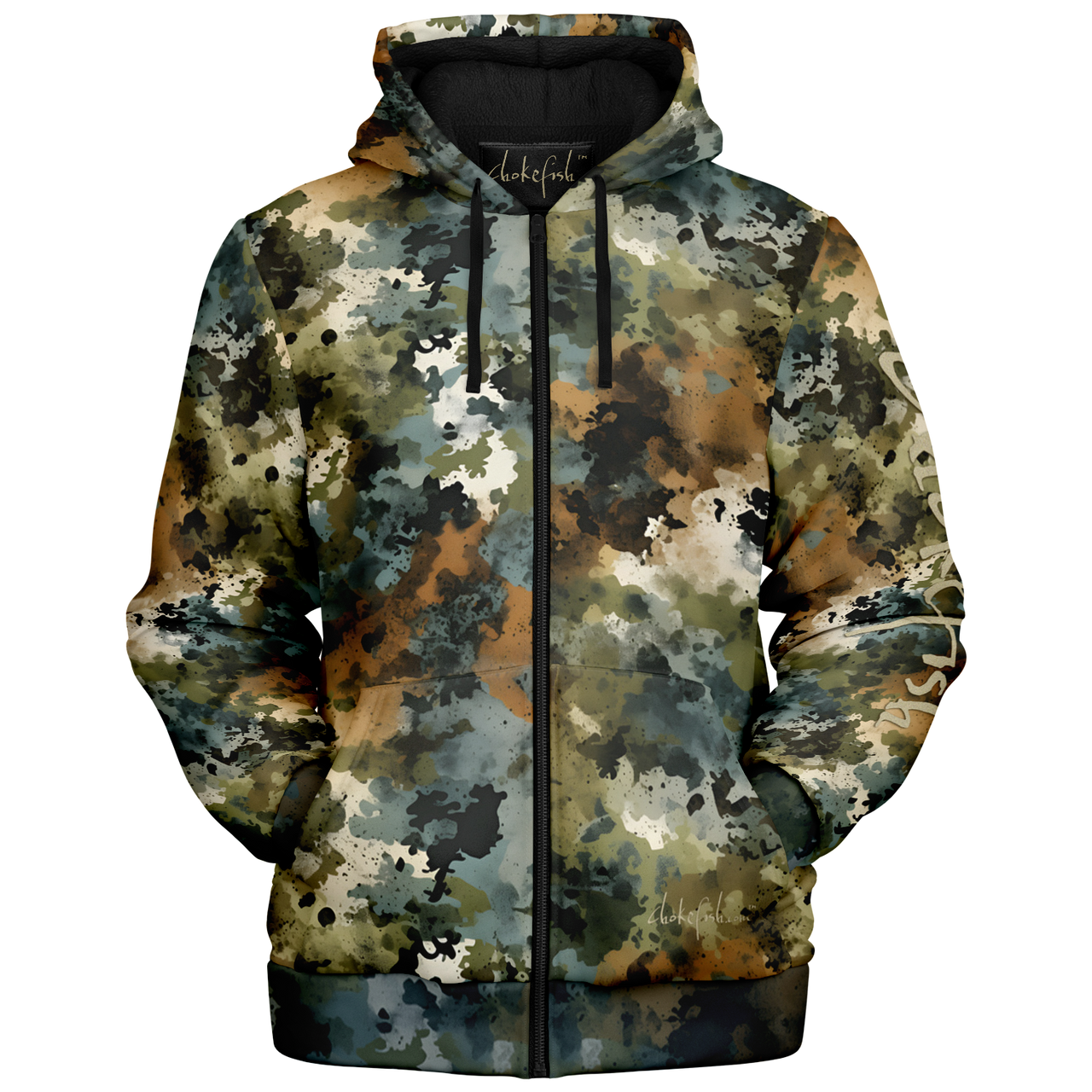Chokefish™ Microfleece Zip-Up Hoodie Acid-Wash Colors-016B