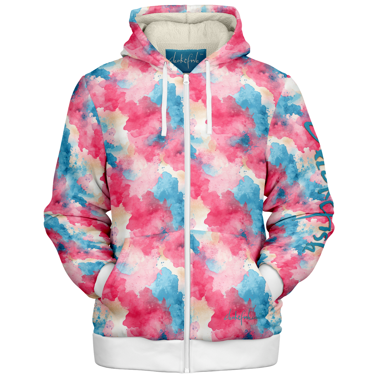 Chokefish™ Microfleece Zip-Up Hoodie Acid-Wash Colors-001