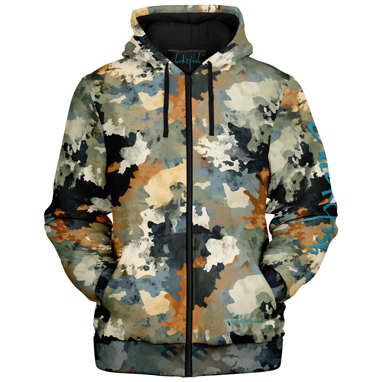 Chokefish™ Microfleece Zip-Up Hoodie Acid-Wash Colors-013B