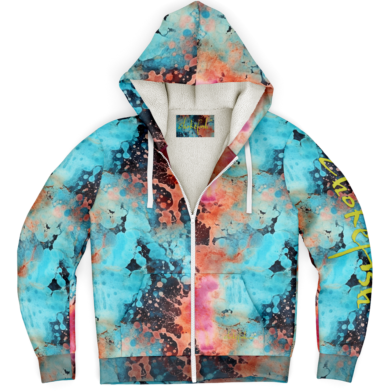 Chokefish™ Microfleece Zip-Up Hoodie Acid-Wash Colors-007
