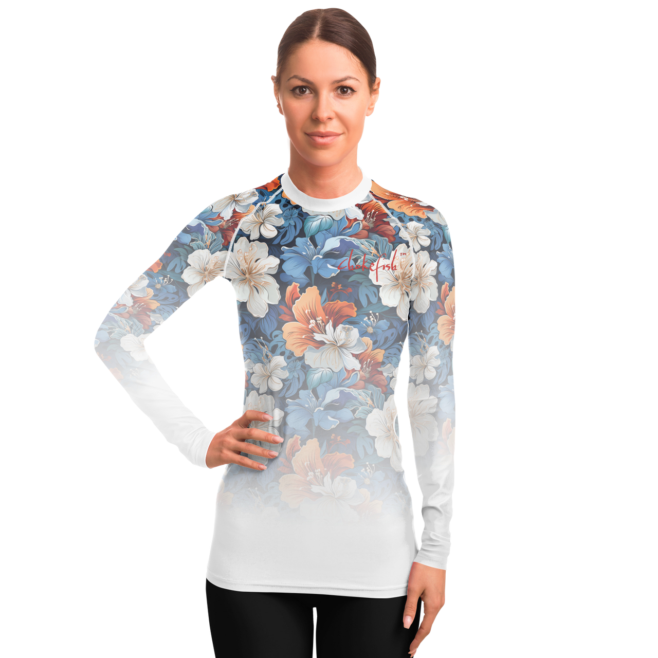Chokefish™ Long Sleeve Rashguard Floral Woman's Shirt-008-2