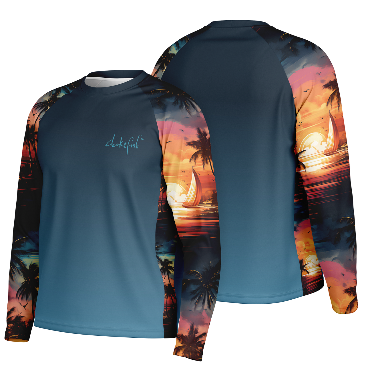 Chokefish™ Long Sleeve Every Day All Weather Trees&Boats Shirt Men's-011