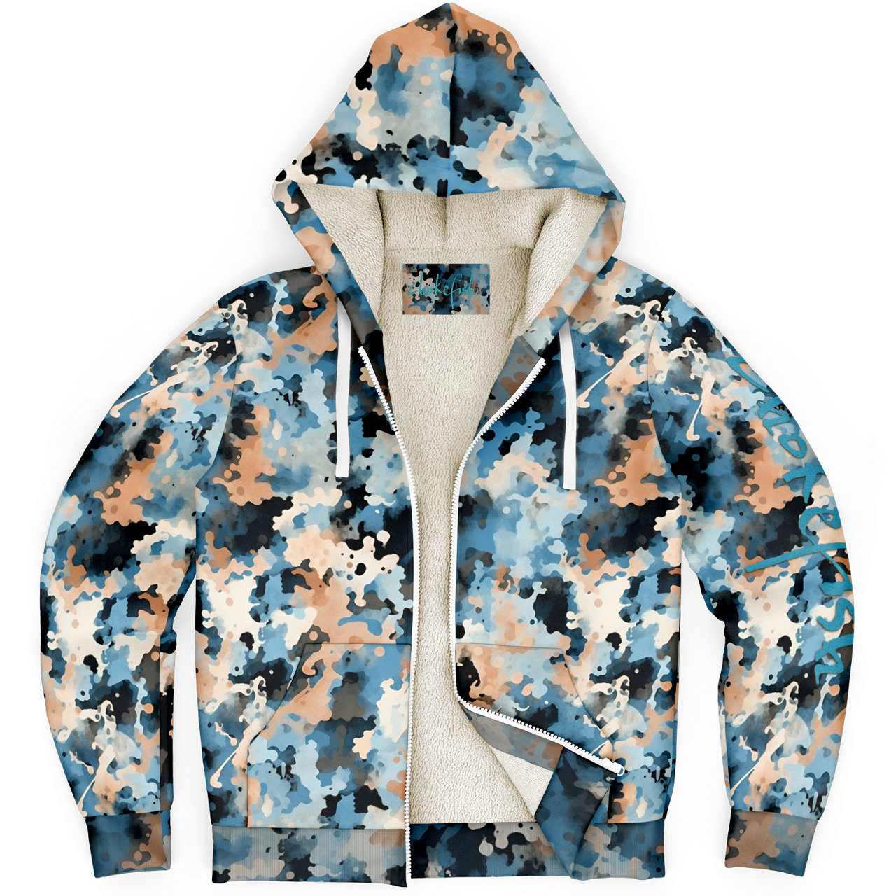 Chokefish™ Microfleece Zip-Up Hoodie Acid-Wash Colors-017
