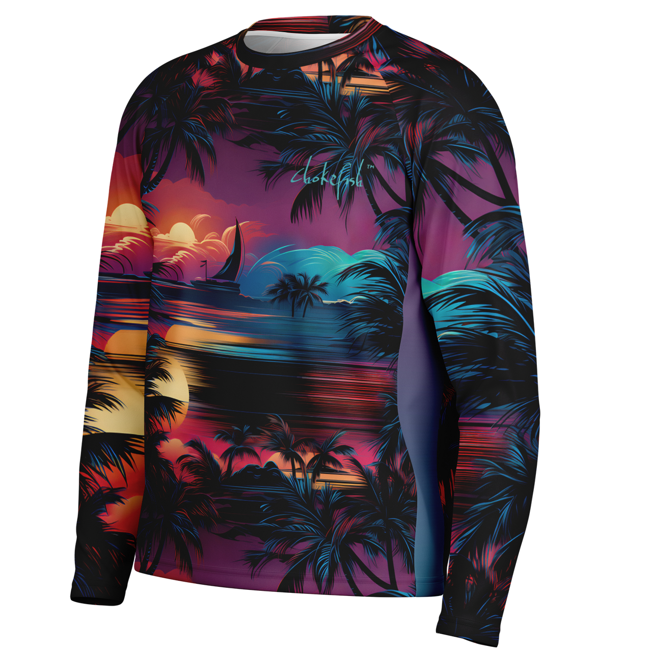 Chokefish™ Long Sleeve Every Day All Weather Trees&Boats Shirt Men's-010