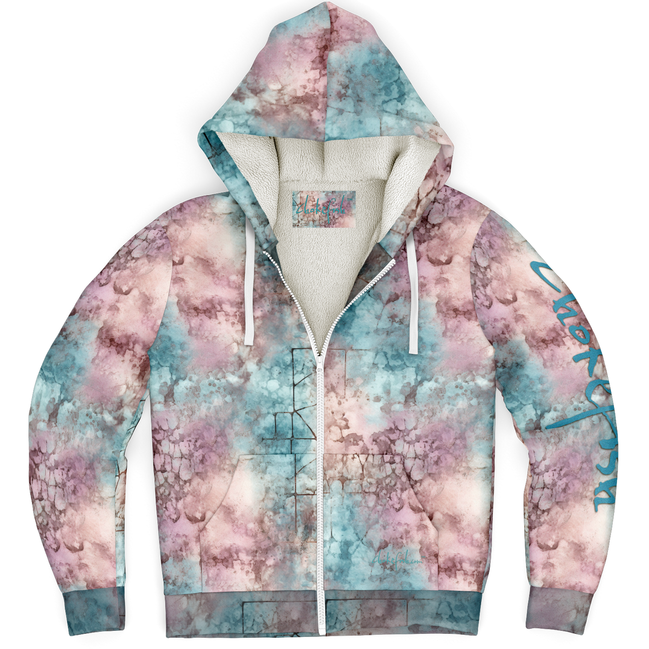 Chokefish™ Microfleece Zip-Up Hoodie Acid-Wash Colors-005
