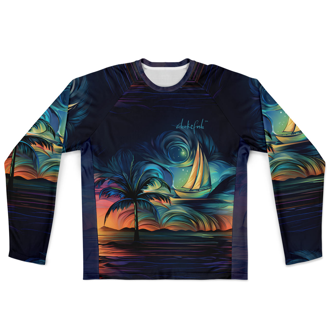 Chokefish™ Long Sleeve Every Day All Weather Trees&Boats Shirt Men's-006