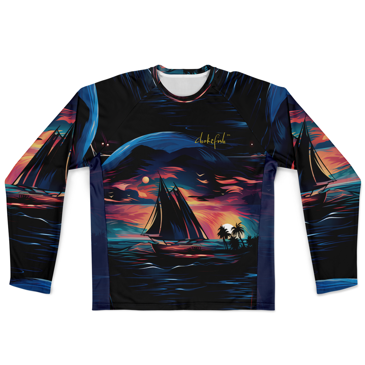 Chokefish™ Long Sleeve Every Day All Weather Trees&Boats Shirt Men's-013
