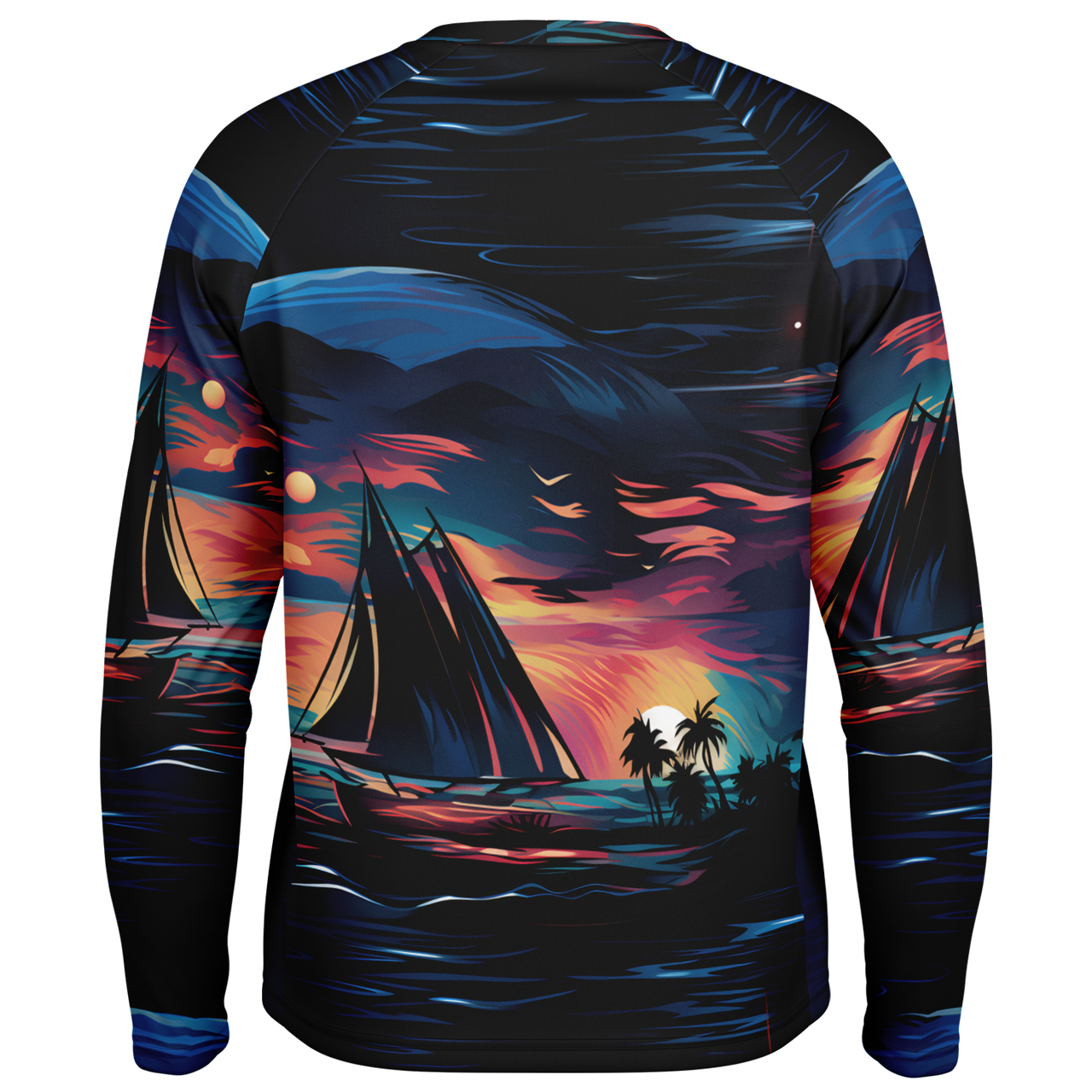 Chokefish™ Long Sleeve Every Day All Weather Trees&Boats Shirt Men's-013