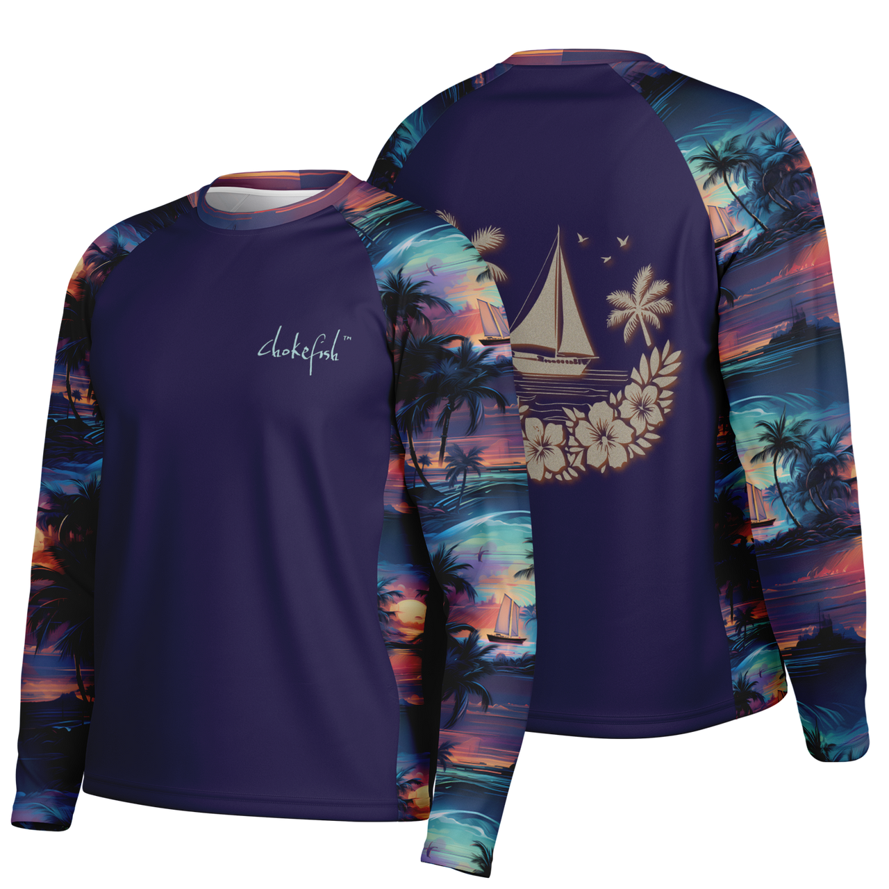 Chokefish™ Long Sleeve Every Day All Weather Trees&Boats Shirt Men's-004-Special-Edition