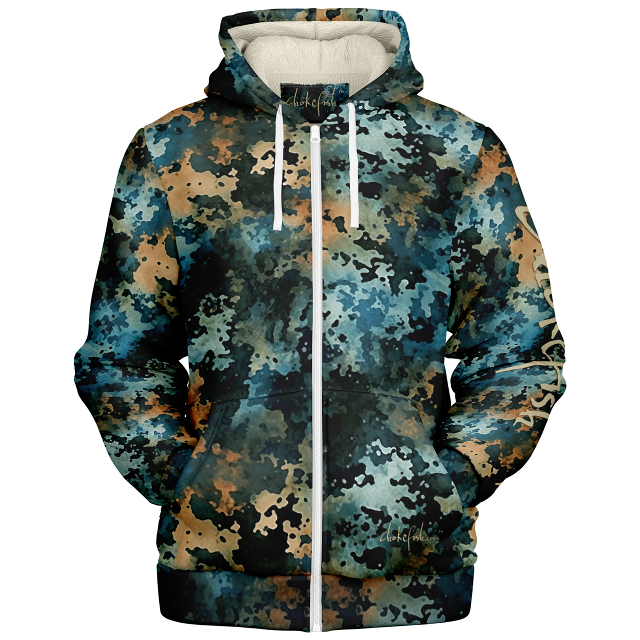 Chokefish™ Microfleece Zip-Up Hoodie Acid-Wash Colors-018