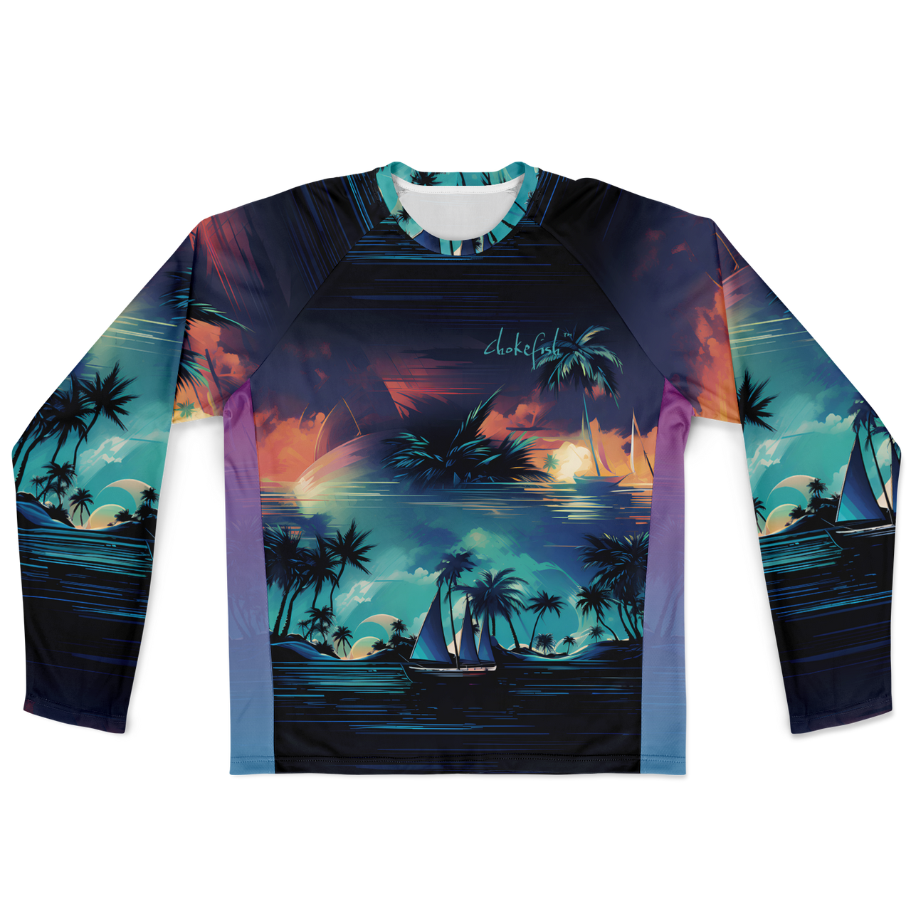 Chokefish™ Long Sleeve Every Day All Weather Trees&Boats Shirt Men's-009