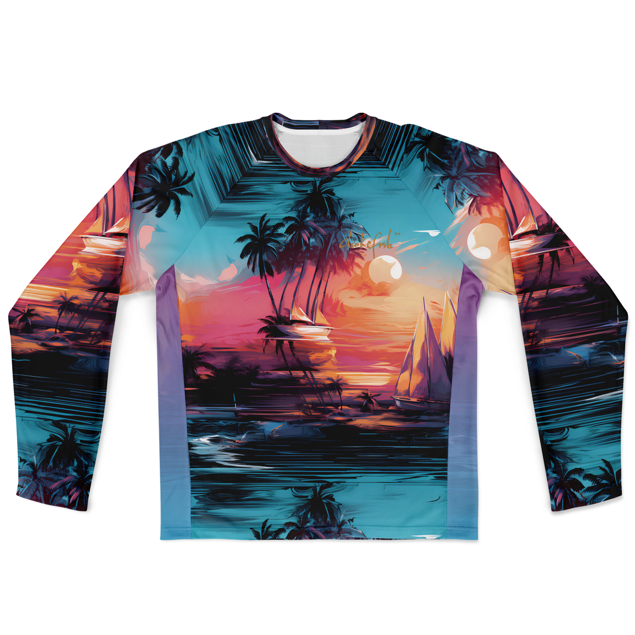 Chokefish™ Long Sleeve Every Day All Weather Trees&Boats Shirt Men's-008