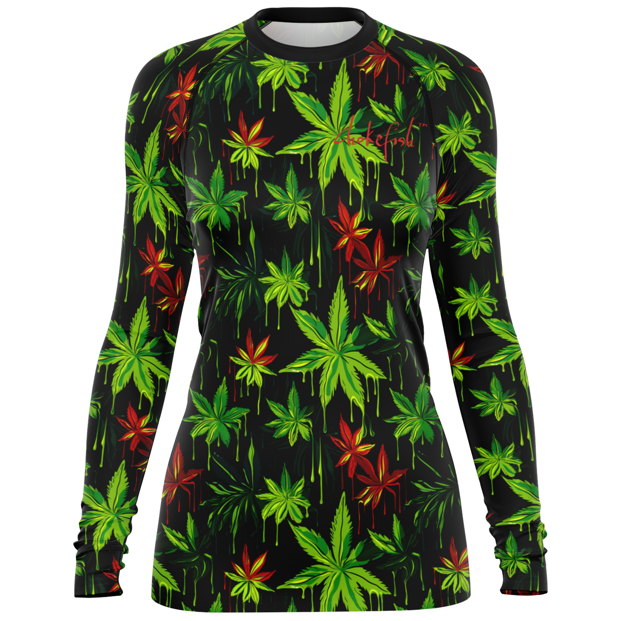 Chokefish™ Long Sleeve Rashguard Cannabis Woman's Shirt-002