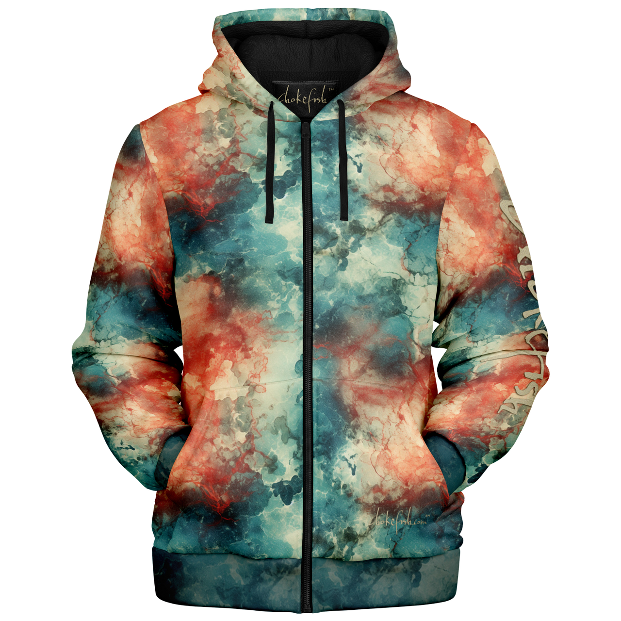 Chokefish™ Microfleece Zip-Up Hoodie Acid-Wash Colors-006B
