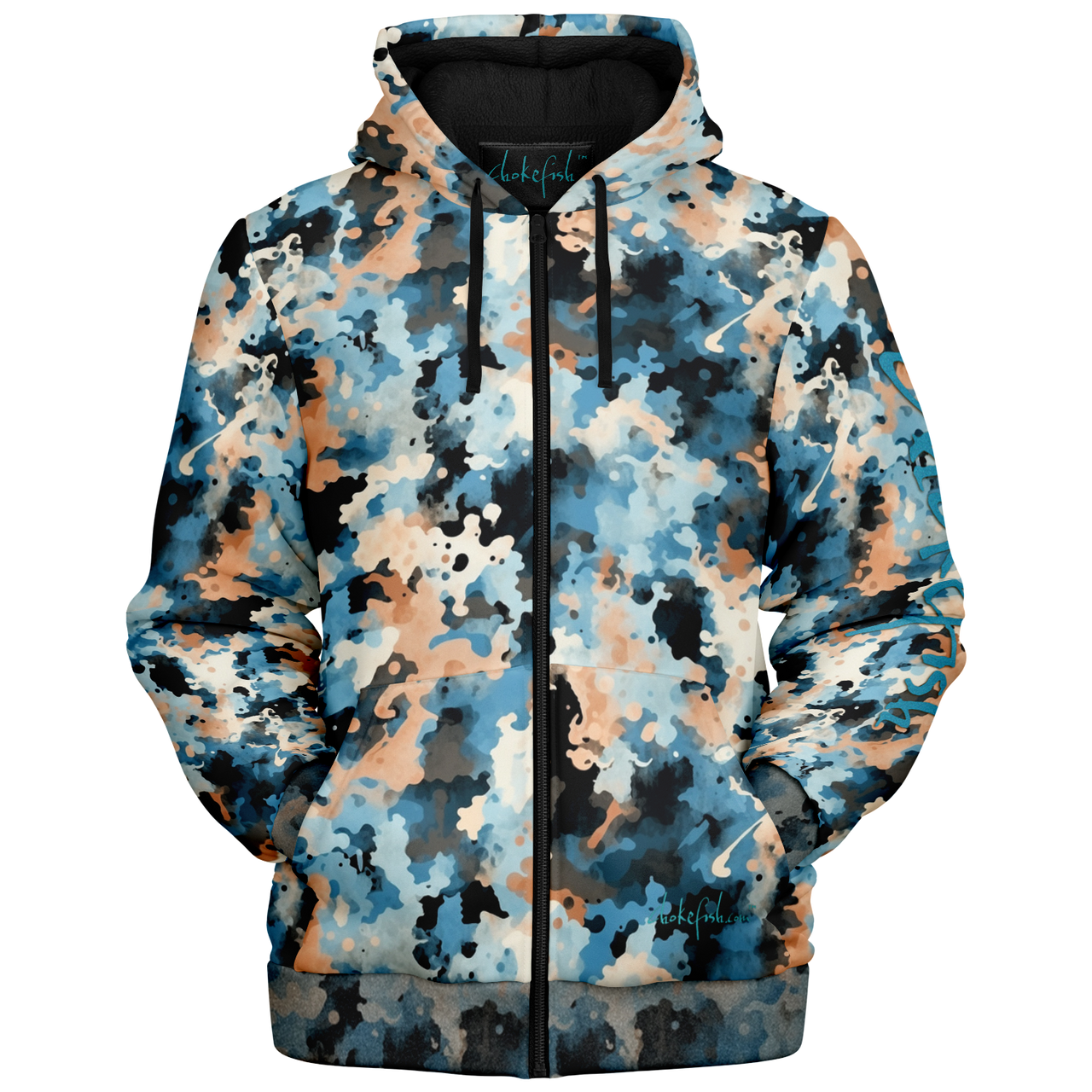Chokefish™ Microfleece Zip-Up Hoodie Acid-Wash Colors-003B
