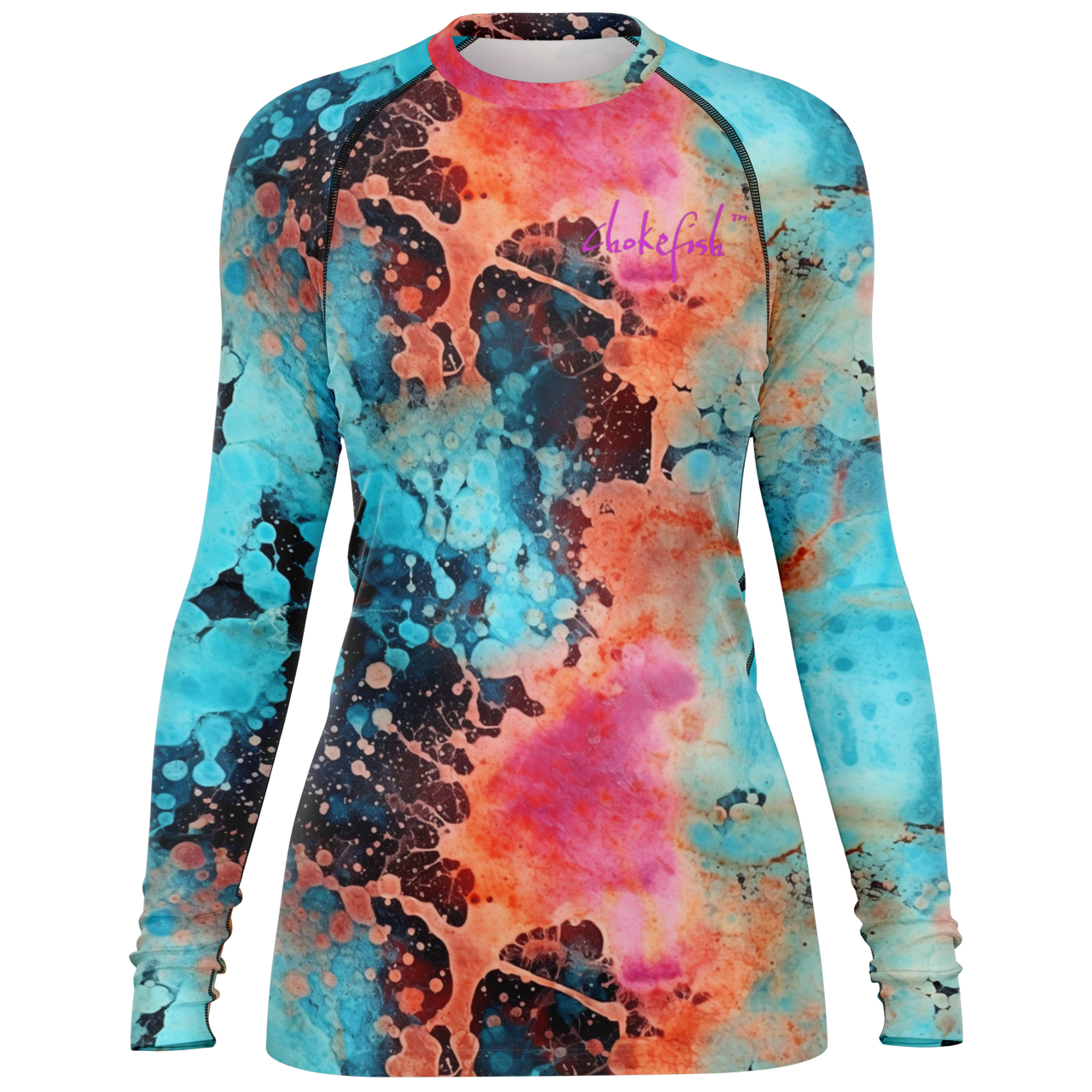 Chokefish™ Long Sleeve Rashguard Acid-Wash Woman's Shirt-005