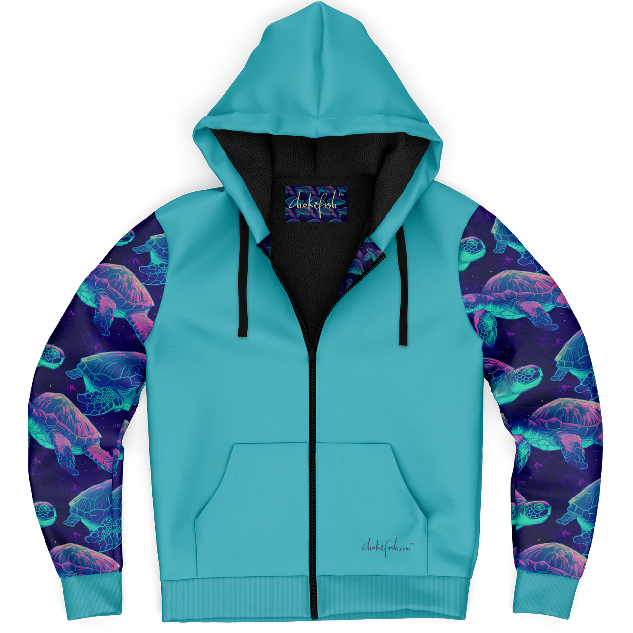 Chokefish™ Microfleece Zip-Up Hoodie Marine Life-014B