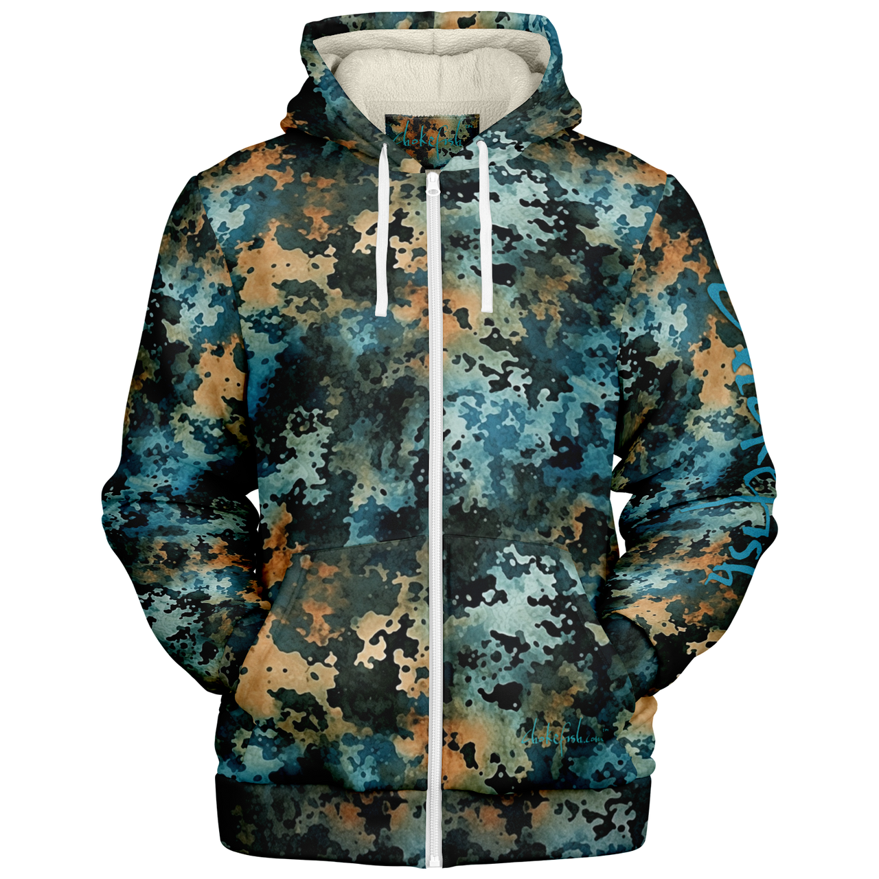 Chokefish™ Microfleece Zip-Up Hoodie Acid-Wash Colors-004