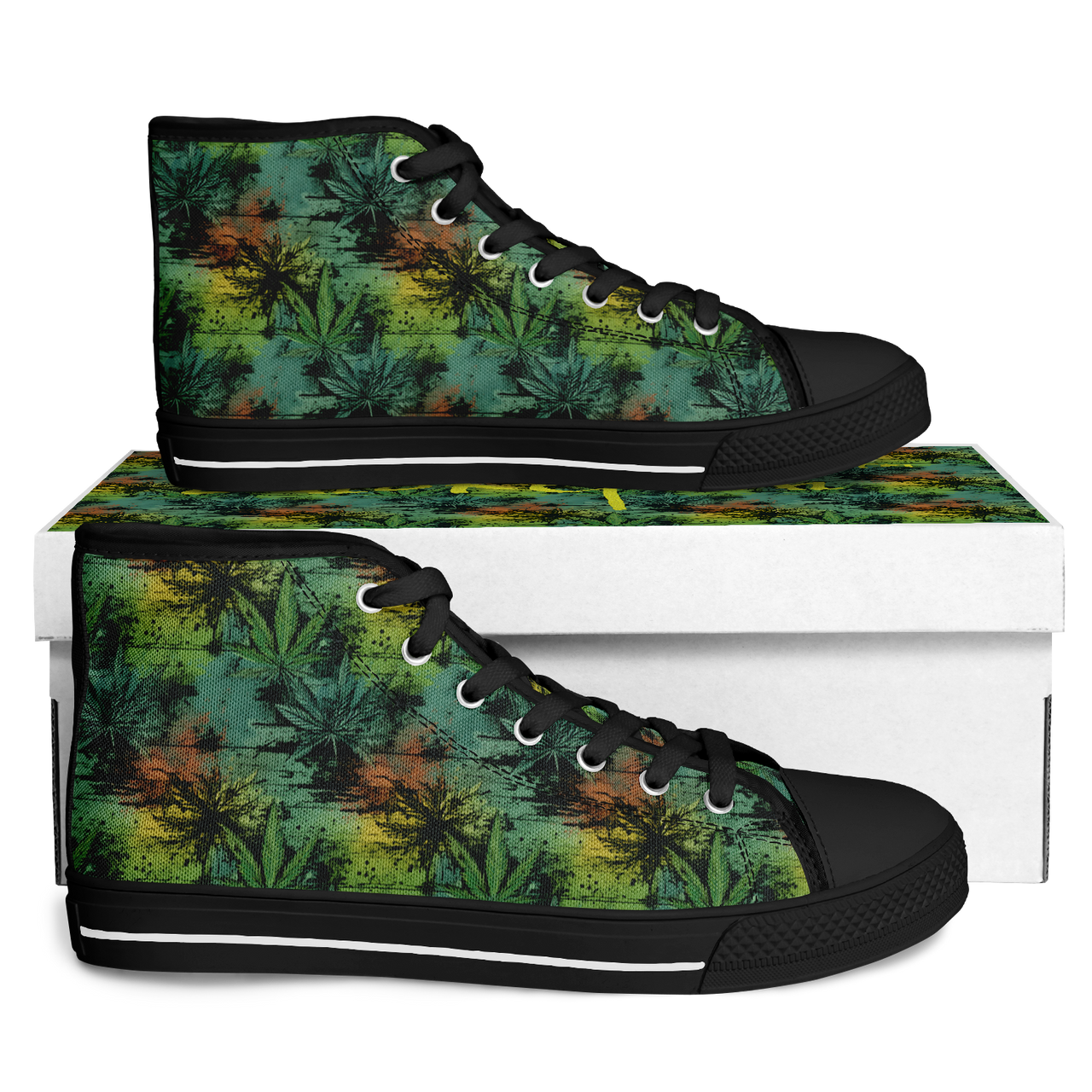 Chokefish™ Urban Peak Retro High Tops-Cannabis-006-2