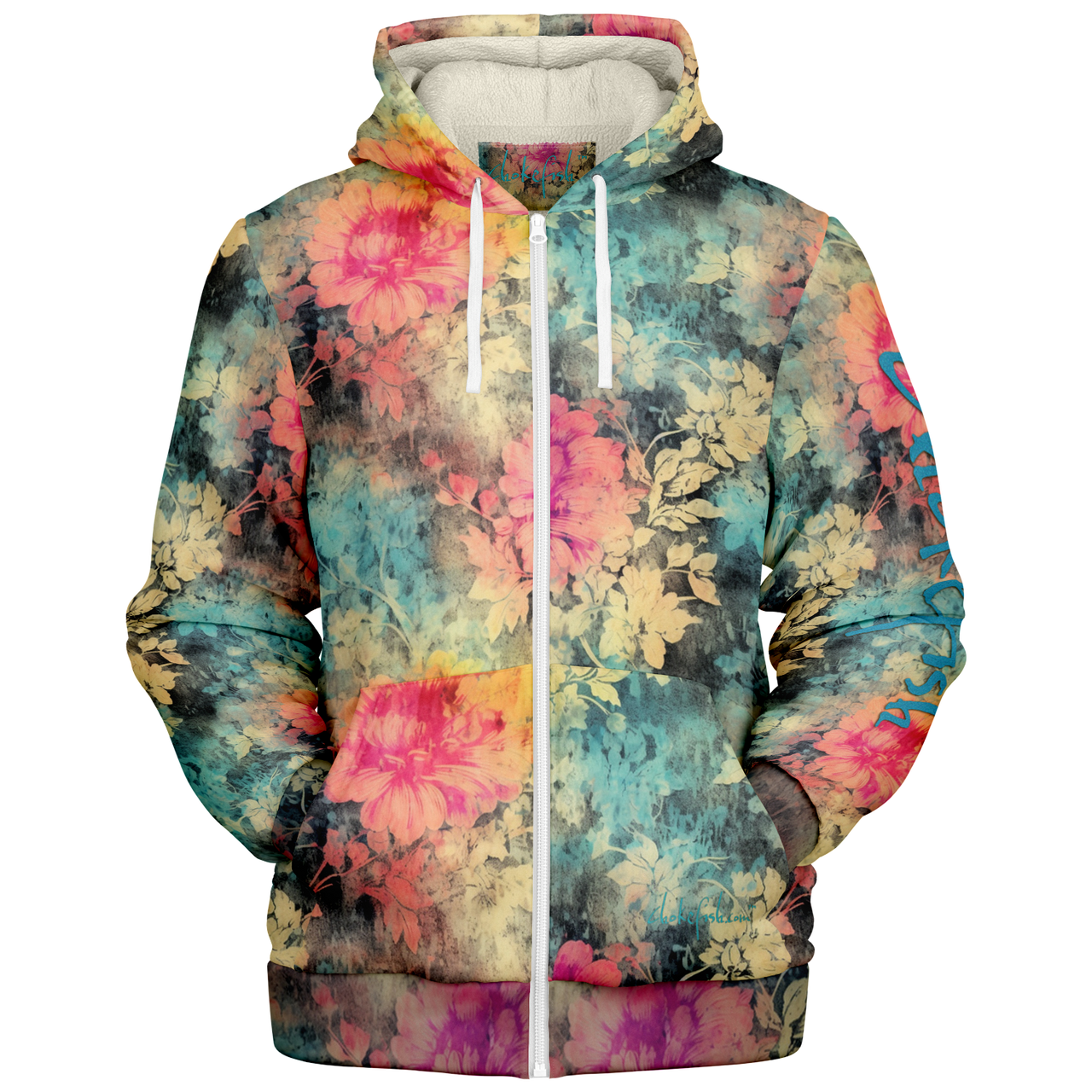Chokefish™ Microfleece Zip-Up Hoodie Acid-Wash Colors-009
