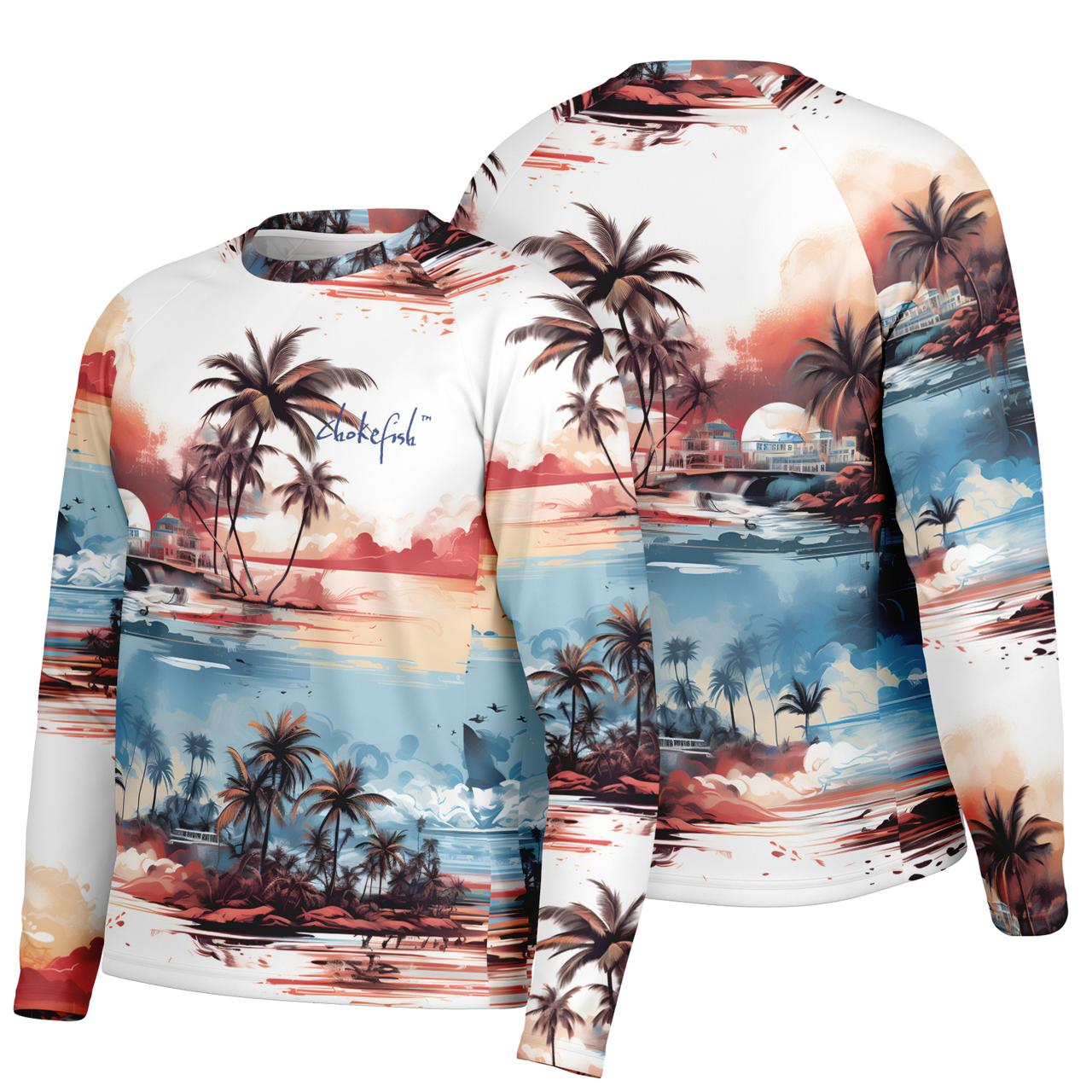 Chokefish™ Long Sleeve Every Day All Weather Trees&Boats Shirt Men's-001
