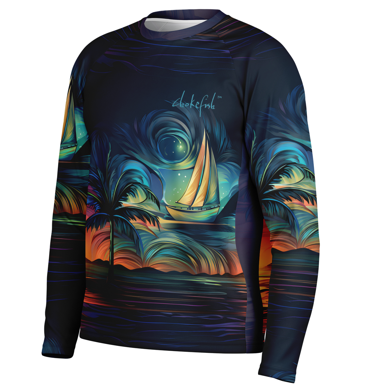 Chokefish™ Long Sleeve Every Day All Weather Trees&Boats Shirt Men's-006