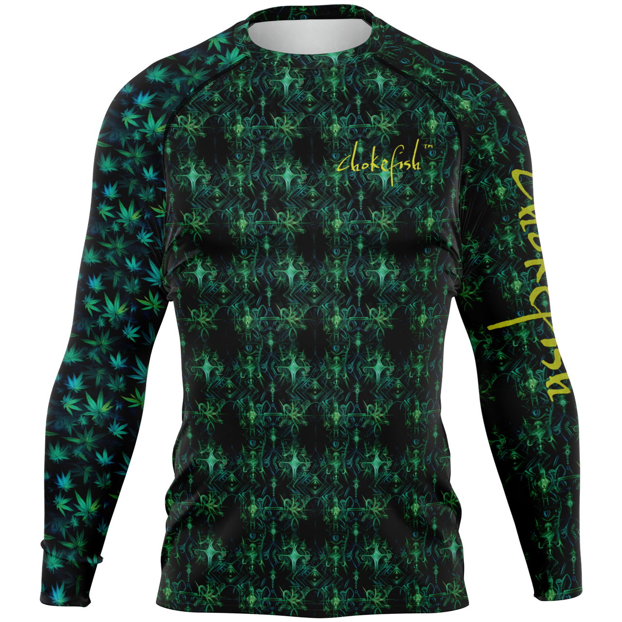 Chokefish™ Long Sleeve Rashguard Cannabis Men's Shirt-013