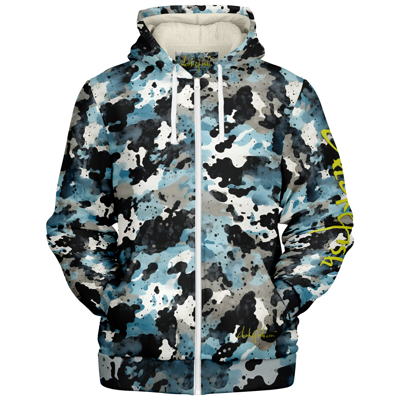 Chokefish™ Microfleece Zip-Up Hoodie Acid-Wash Colors-012
