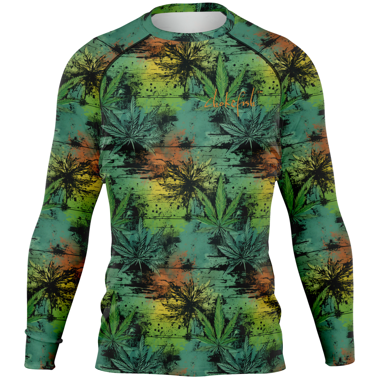 Chokefish™ Long Sleeve Rashguard Cannabis Men's Shirt-006