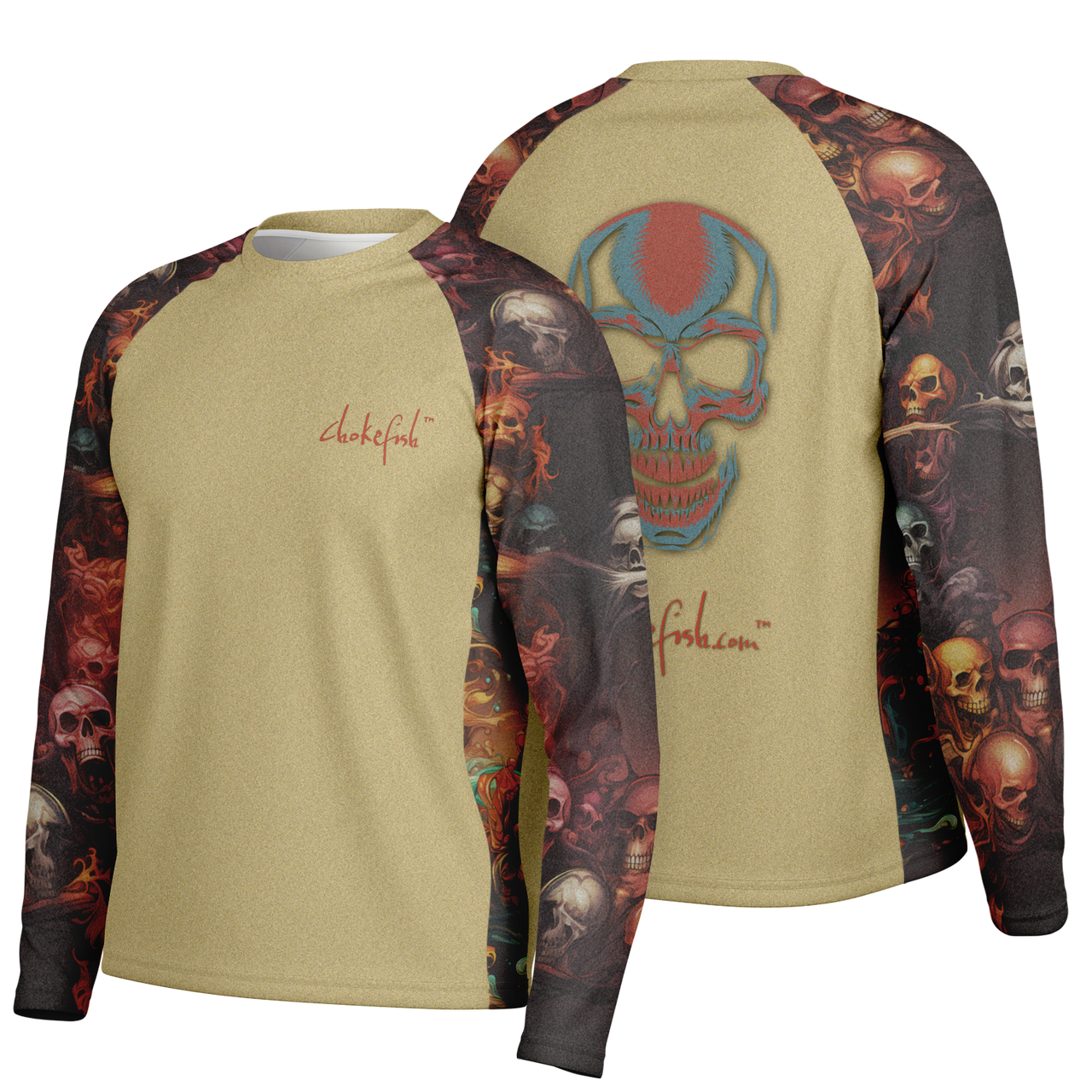 Chokefish™ Long Sleeve Every Day All Weather Skulls Shirt Men's-04SE