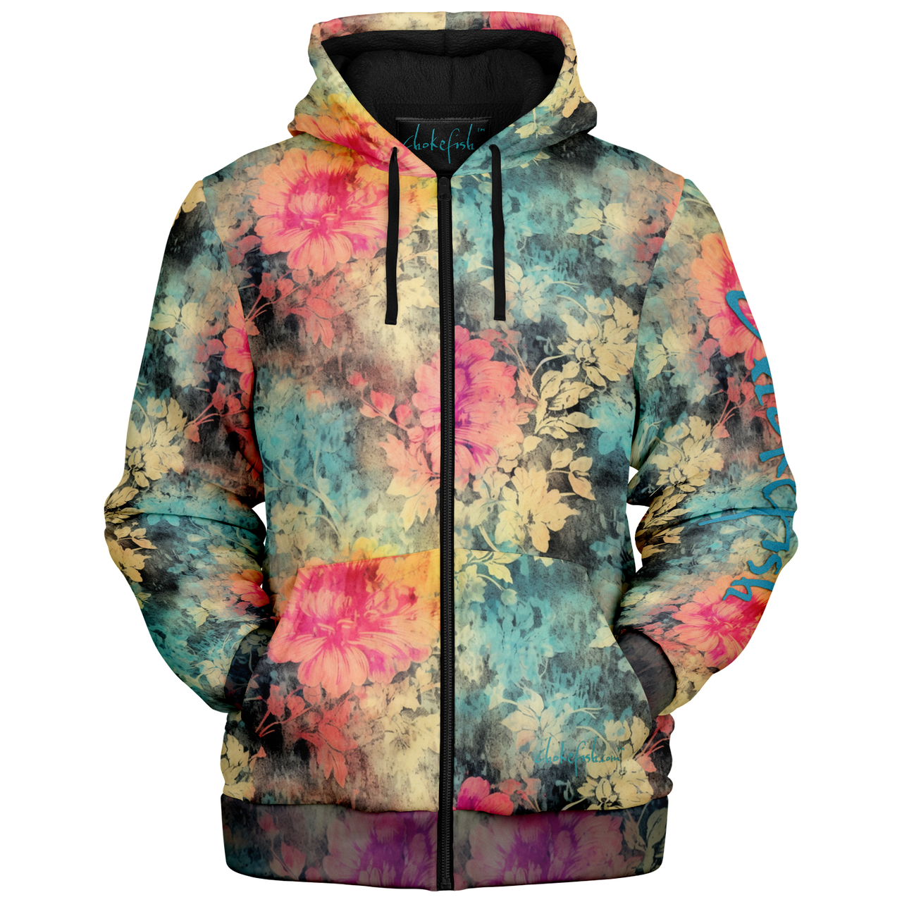 Chokefish™ Microfleece Zip-Up Hoodie Acid-Wash Colors-009B
