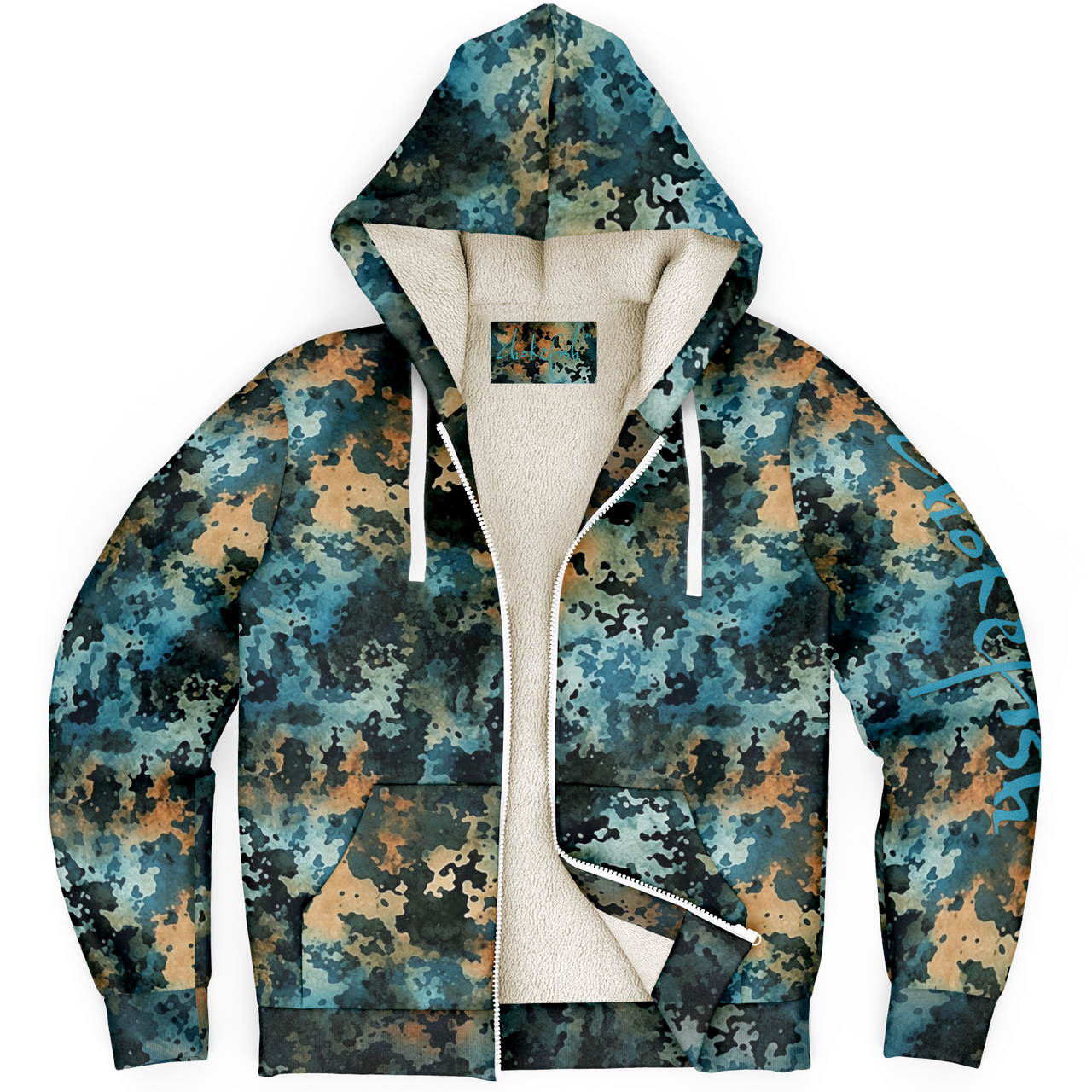 Chokefish™ Microfleece Zip-Up Hoodie Acid-Wash Colors-004