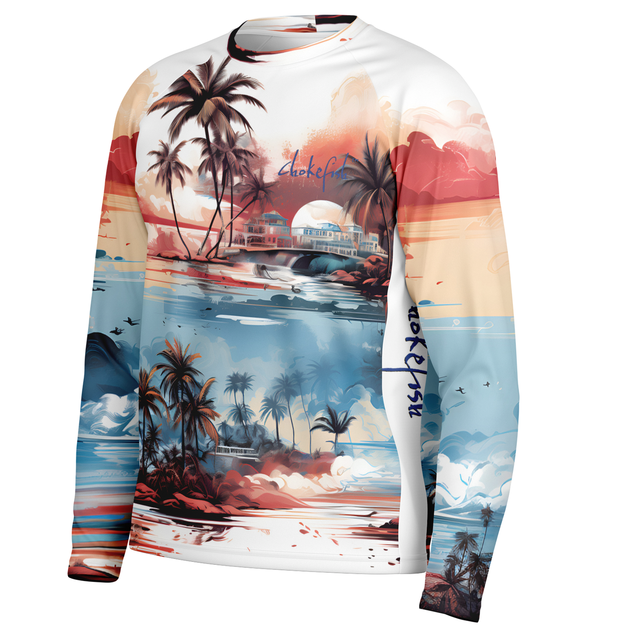 Chokefish™ Long Sleeve Every Day All Weather Trees&Boats Shirt Men's-001-Special-Edition