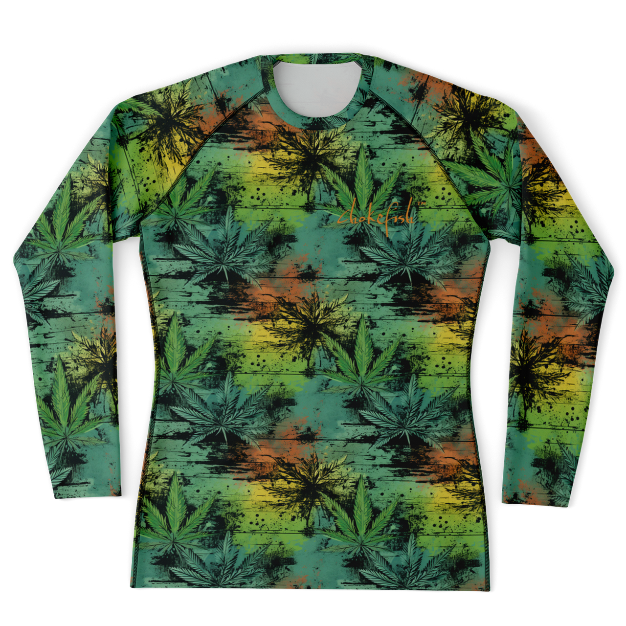 Chokefish™ Long Sleeve Rashguard Cannabis Men's Shirt-006