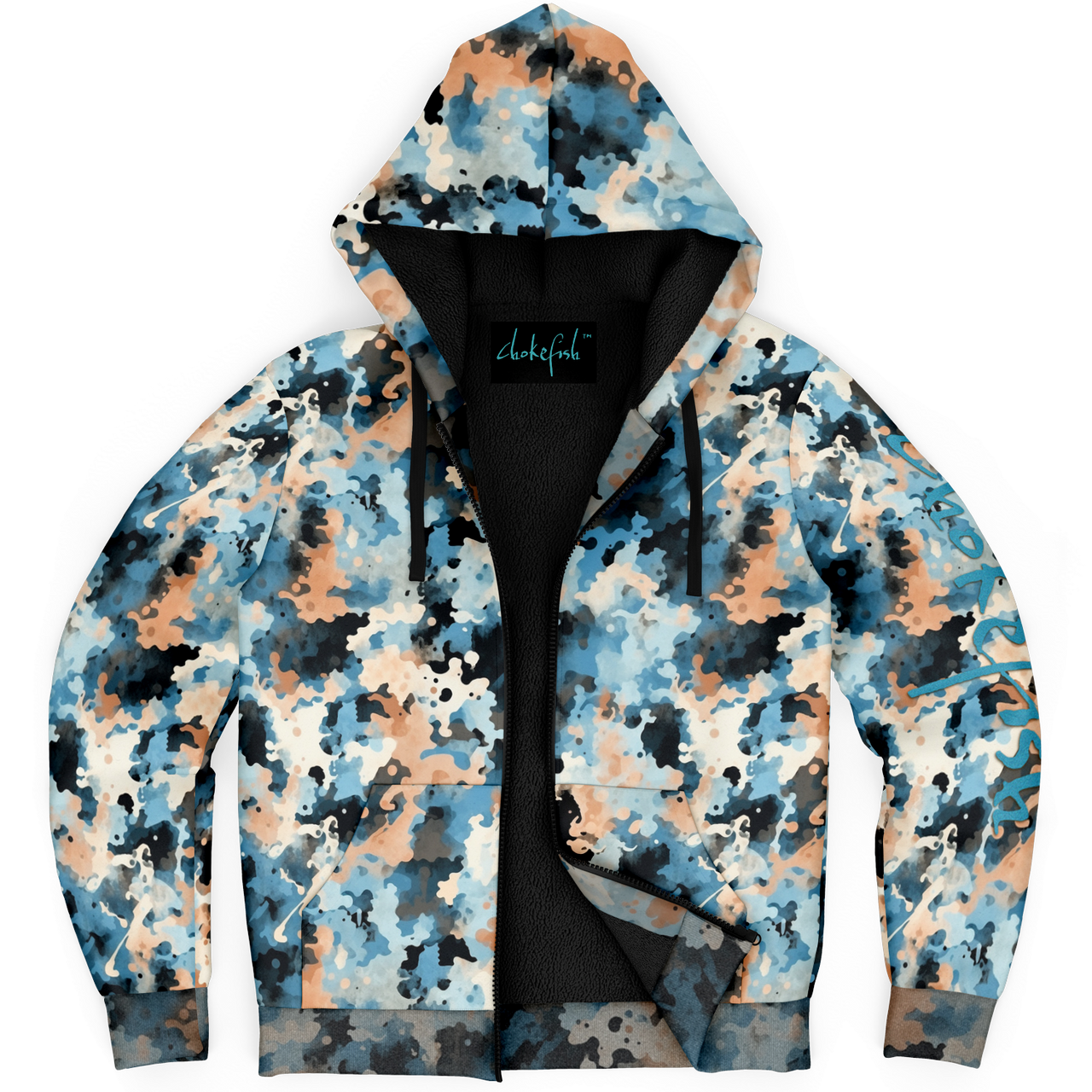 Chokefish™ Microfleece Zip-Up Hoodie Acid-Wash Colors-003B