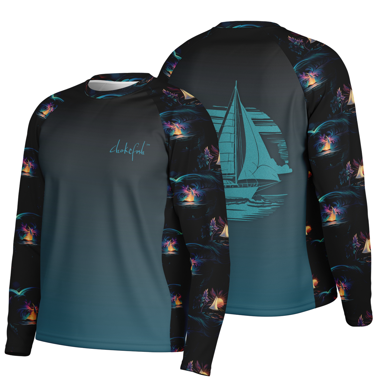 Chokefish™ Long Sleeve Every Day All Weather Trees&Boats Shirt Men's-020-2